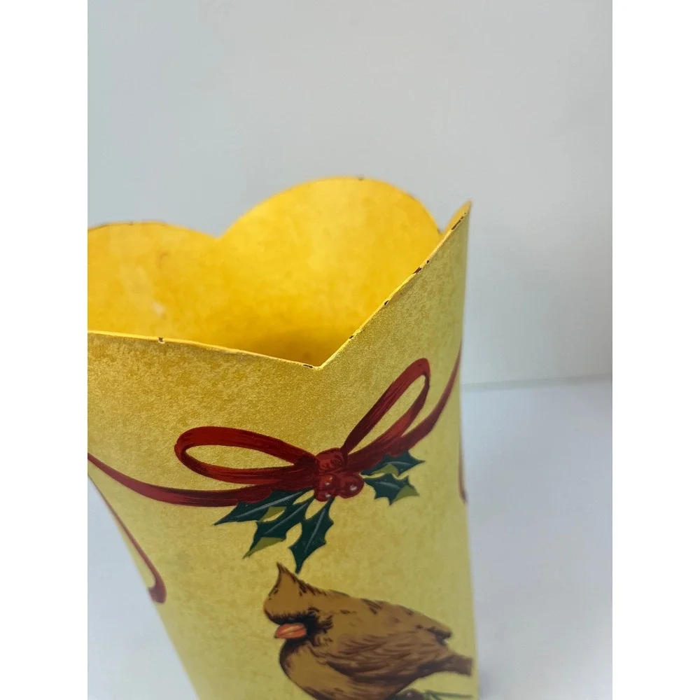 Lenox Winter Greetings Cardinal Metal Wine Cooler Ice Bucket Yellow Holly